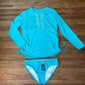 Women’s Lands’ End Capri Aqua Rashguard Top & Bottom Set